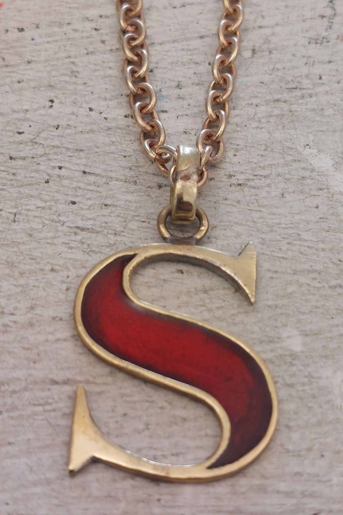 Initial with Enamel Pendant